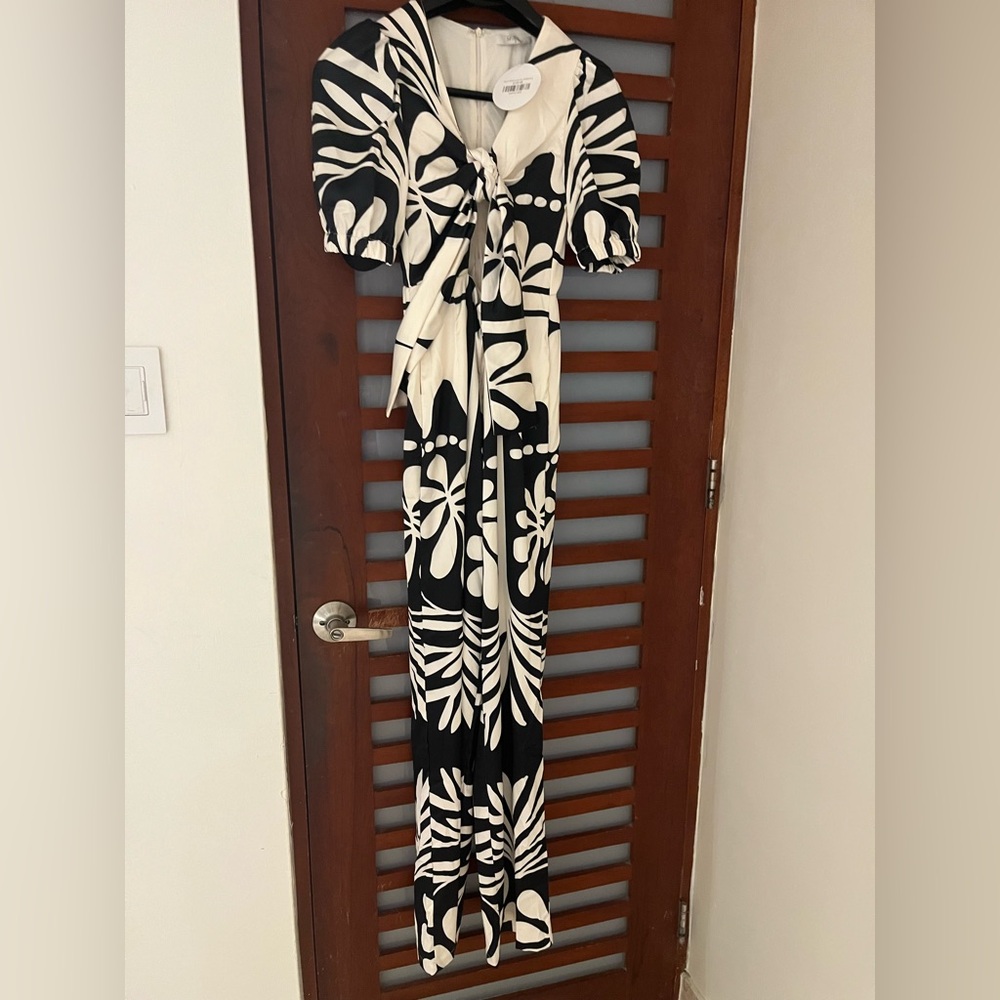 Black and White Floral Jumpsuit